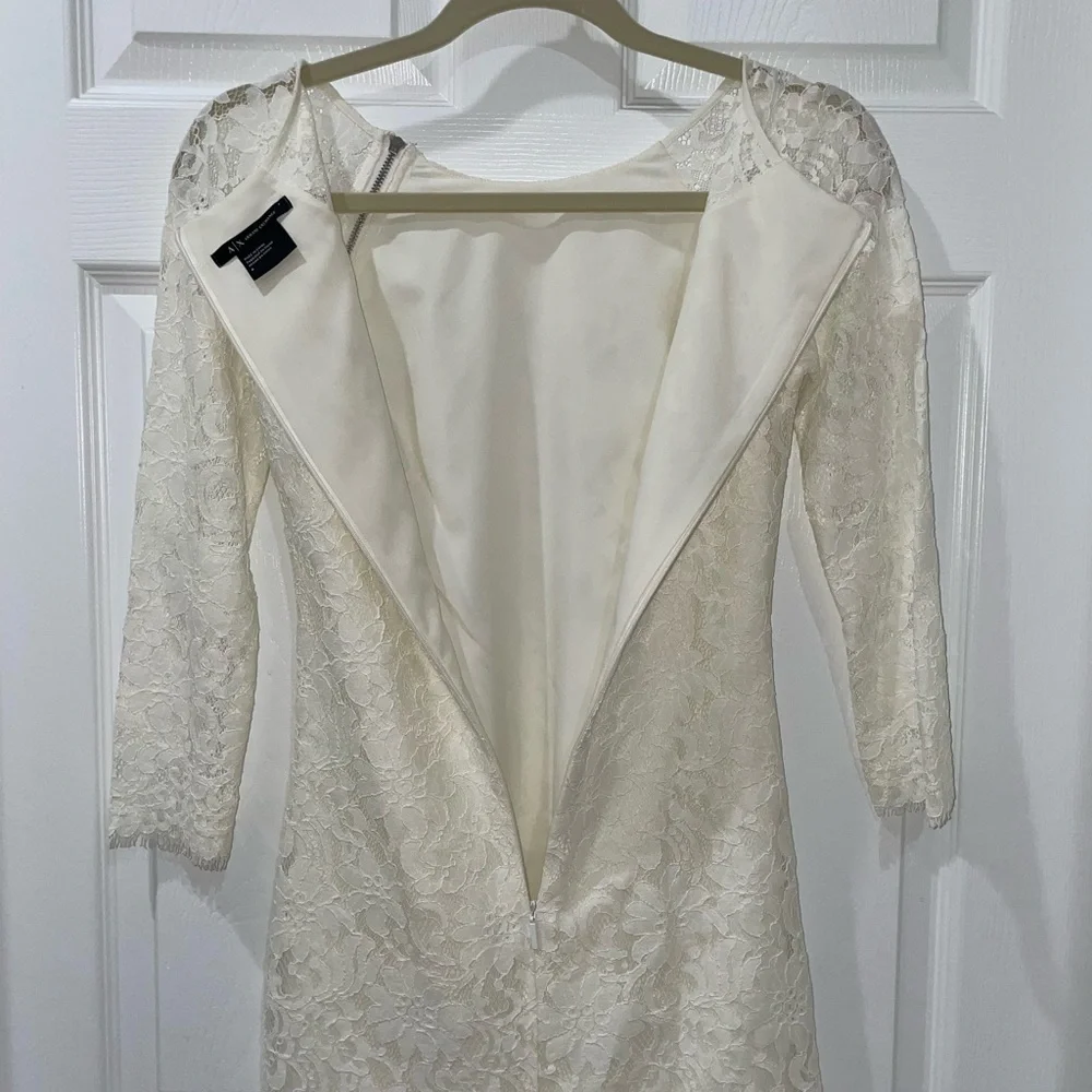 💰3 For $25 💰Armani Exchange Off White Lace Mini Dress SZ 0 - Picture 9 of 9